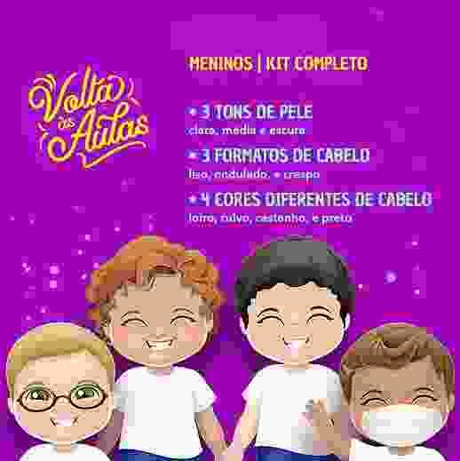 VOLTA ÀS AULAS - KIT COMPLETO - MENINOS - 3 TONS DE PELE Kit Digital Volta as Aulas Meninos - Imagem 1
