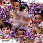 Kit Digital Meninas Violeta com Mascotes