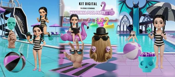 Wandinha Pool Party Kit Digital Wandinha Pool Party - Imagem 1