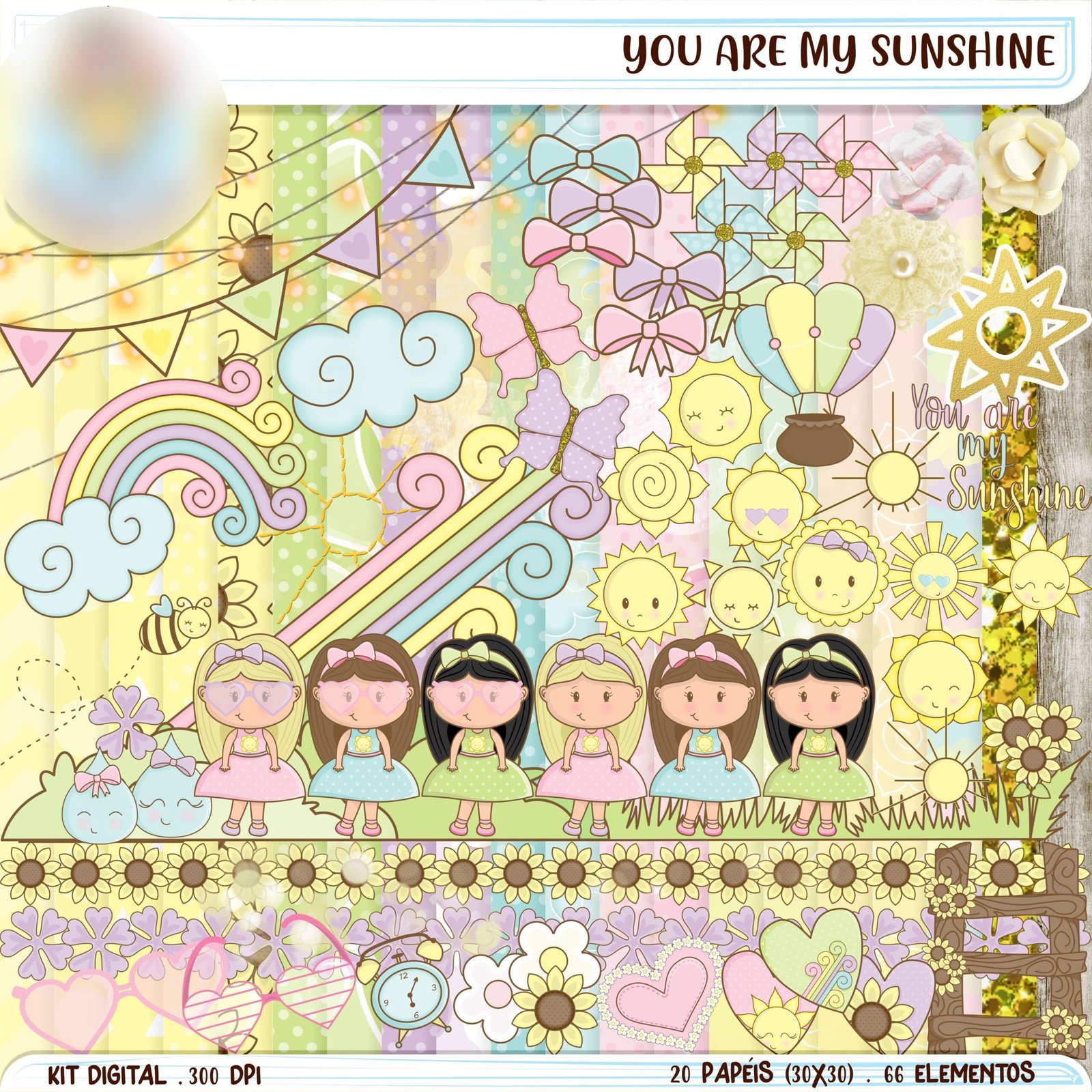 You Are my Sunshine Kit Digital Sunshine - Imagem 1