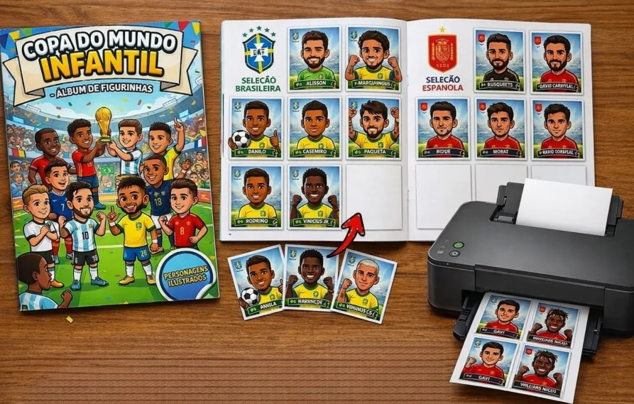album de figurinhas Copa do Mundo Kids 2026 Arquivo Copa do Mundo Albúm de Figurinhas Kids 2026 - Imagem 1