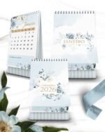 Arquivo Floral Azul Calendários 2026 - Imagem 3
