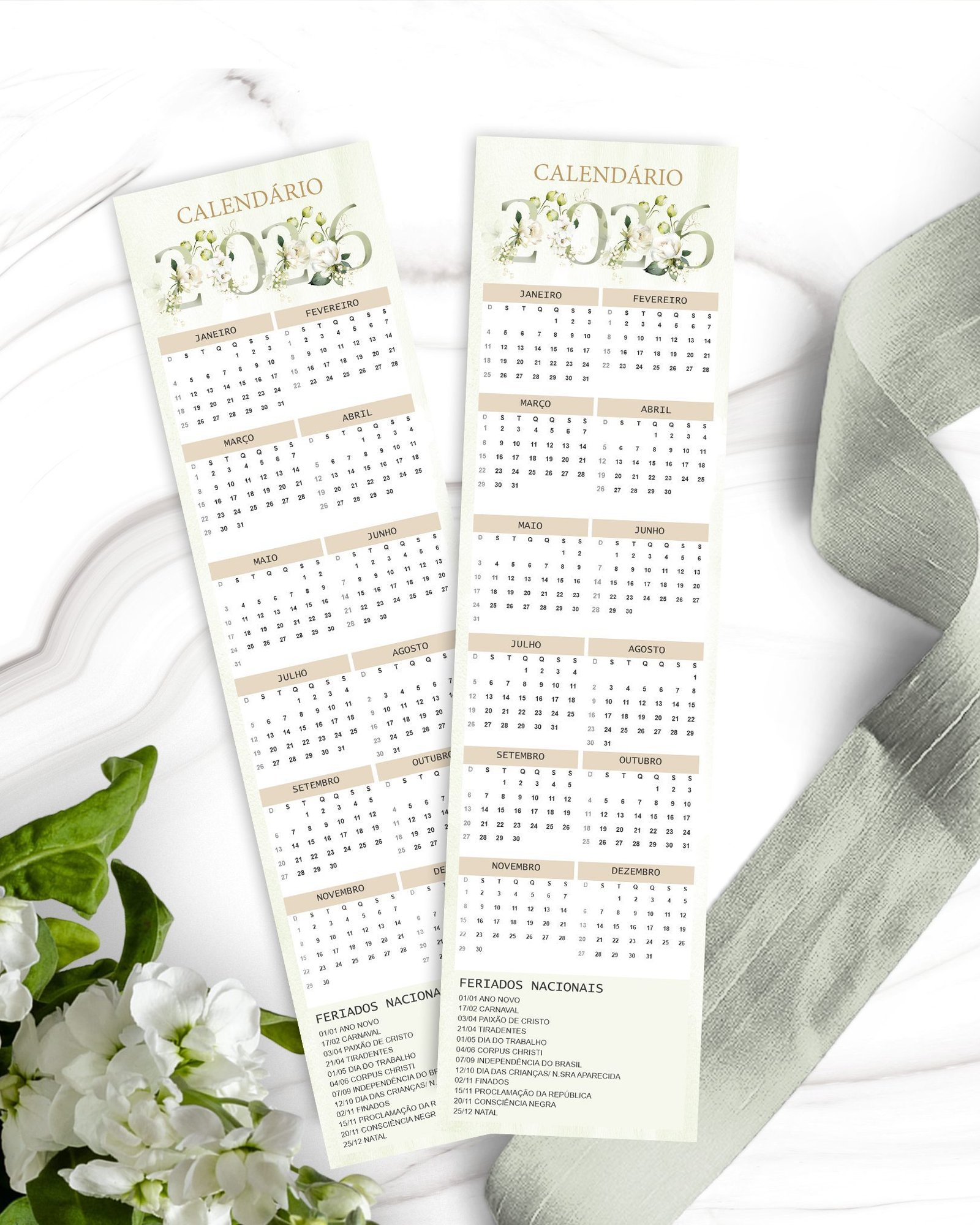 Arquivo Calendário Rosas Brancas 2026 - Imagem 3