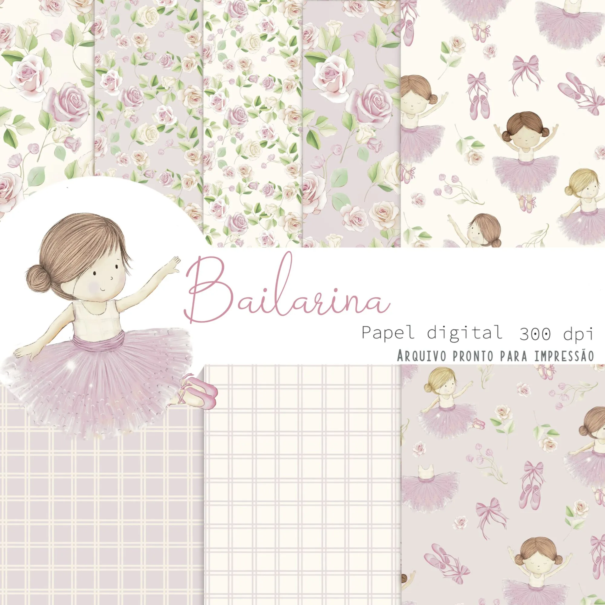 bailarina papeis Kit Digital Bailarina - Imagem 1