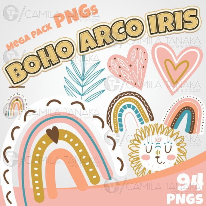 boho arco-iris Kit Digital Boho Arcoiris - Imagem 1