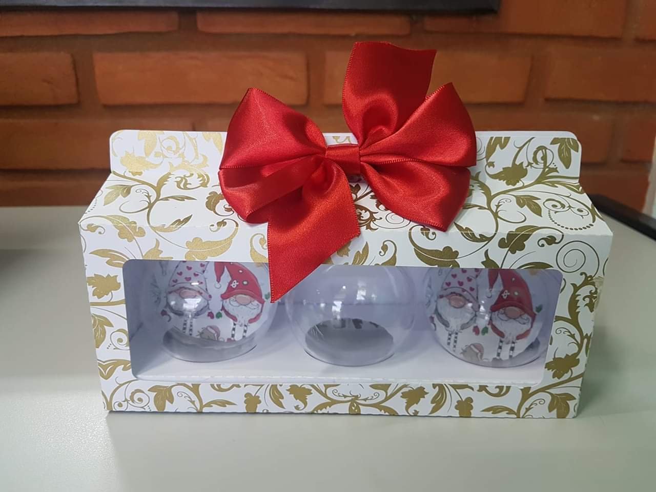 caixa 3 bolas de natal Arquivo natal caixa 3 bolas - somente molde - Imagem 1
