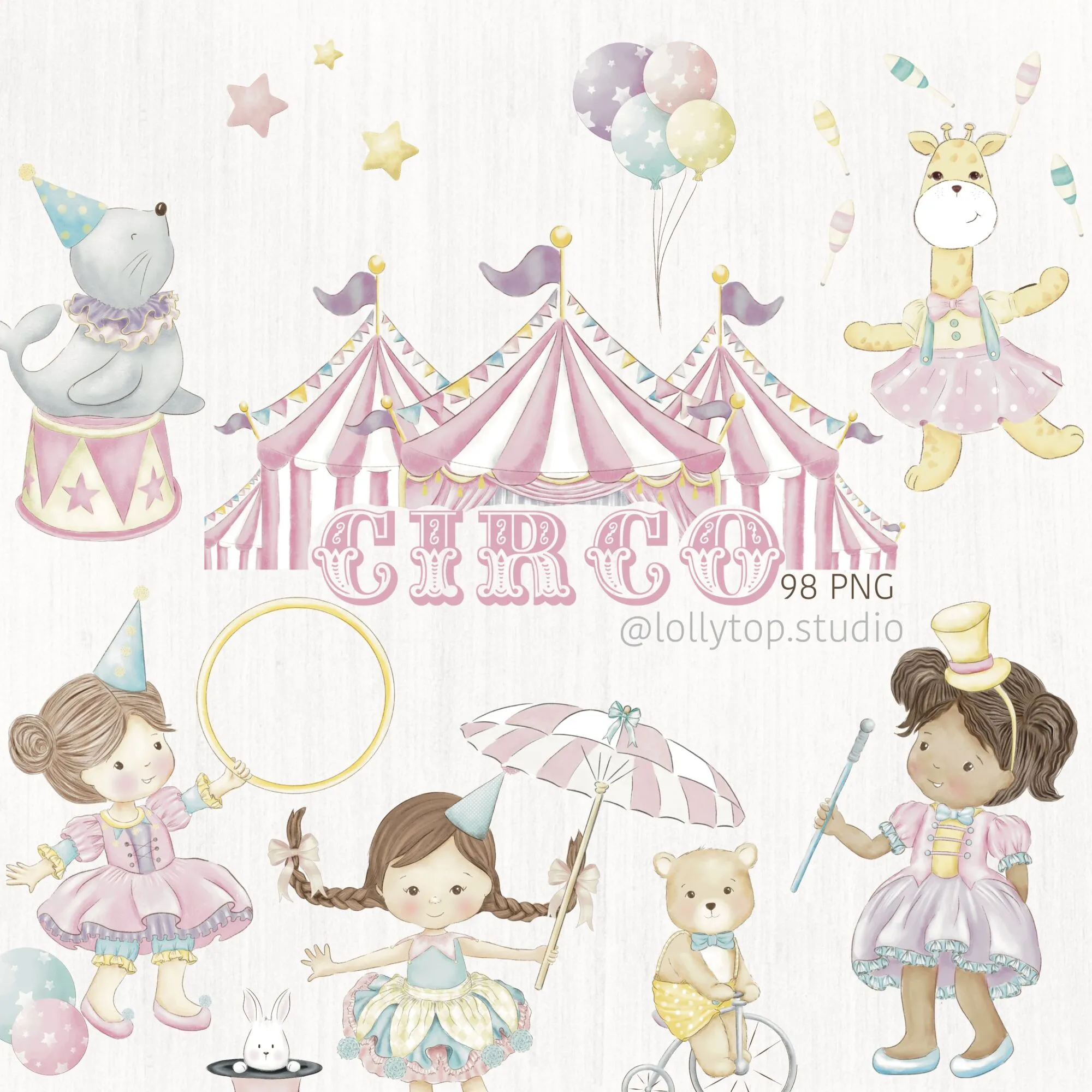 circo vintage rosa Kit Digital Circo Rosa - Imagem 1