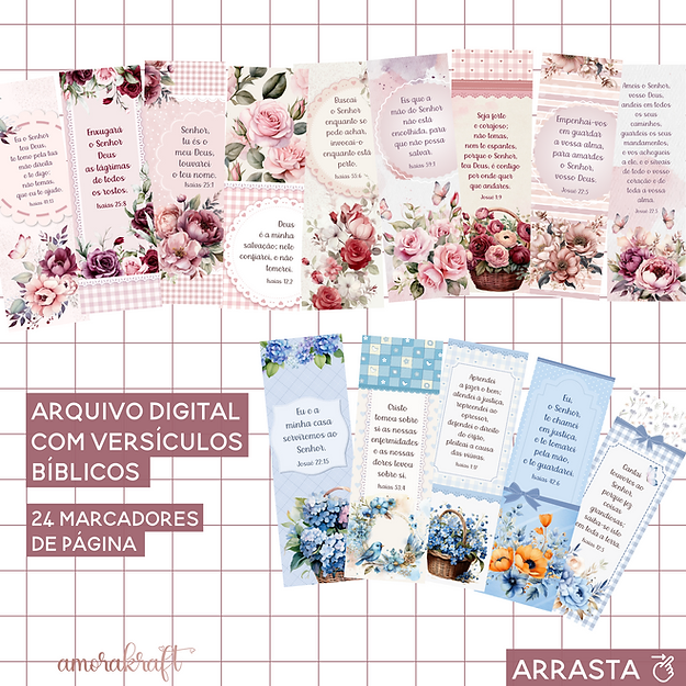 marca páginas versículos foral Kit Digital Marca Páginas Versículos Foral - Imagem 1