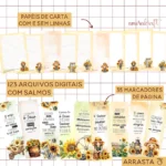 Kit Digital Marca Páginas Versículos e Salmos Girassol