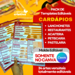 Arquivo Cardápios Editáveis no Canva