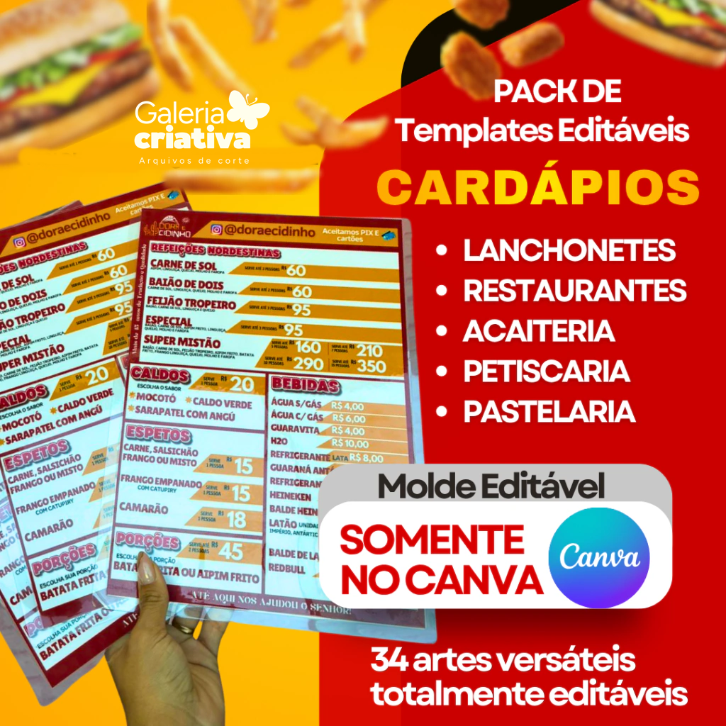 1-Cardápios Editáveis no Canva Arquivo Cardápios Editáveis no Canva - Imagem 1