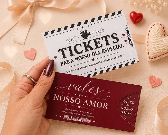 12-TICKETS DIA DOS NAMORADOS 2 ARTES Arquivo Dia dos Namorados Tickets - Imagem 1