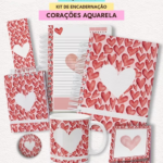 Arquivo Kit Coração Aquarela