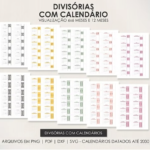 Arquivo Divisórias Abas + Calendários 2025-2030