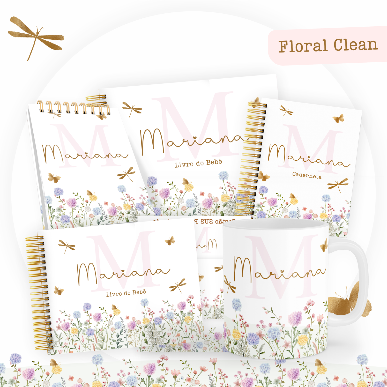 16 - FLORAL CLEAN delicada Arquivo encadernação baby floral clean - Imagem 1