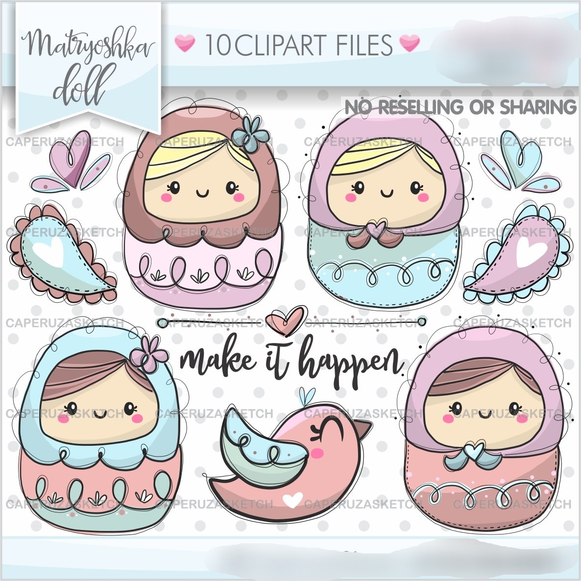 169_Matryoshka Doll Kit Digital Matryoshkar Doll Clipart - Imagem 1