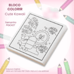 Arquivo Bloco Pocket para Colorir 14,8×14,8cm Cute Kawaii
