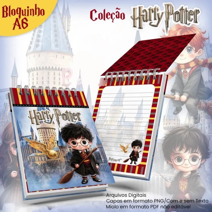 18-BLOQUINHO A6 - COLEÇÃO HARRY POTTER Arquivo Bloquinho A6 Coleção Harry Potter - Imagem 1