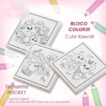 Arquivo Bloco Pocket para Colorir 14,8×14,8cm Cute Kawaii - Imagem 2