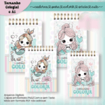 Arquivo Caderno Para Colorir Sereia Cute – COLEGIAL e A5 - Imagem 2