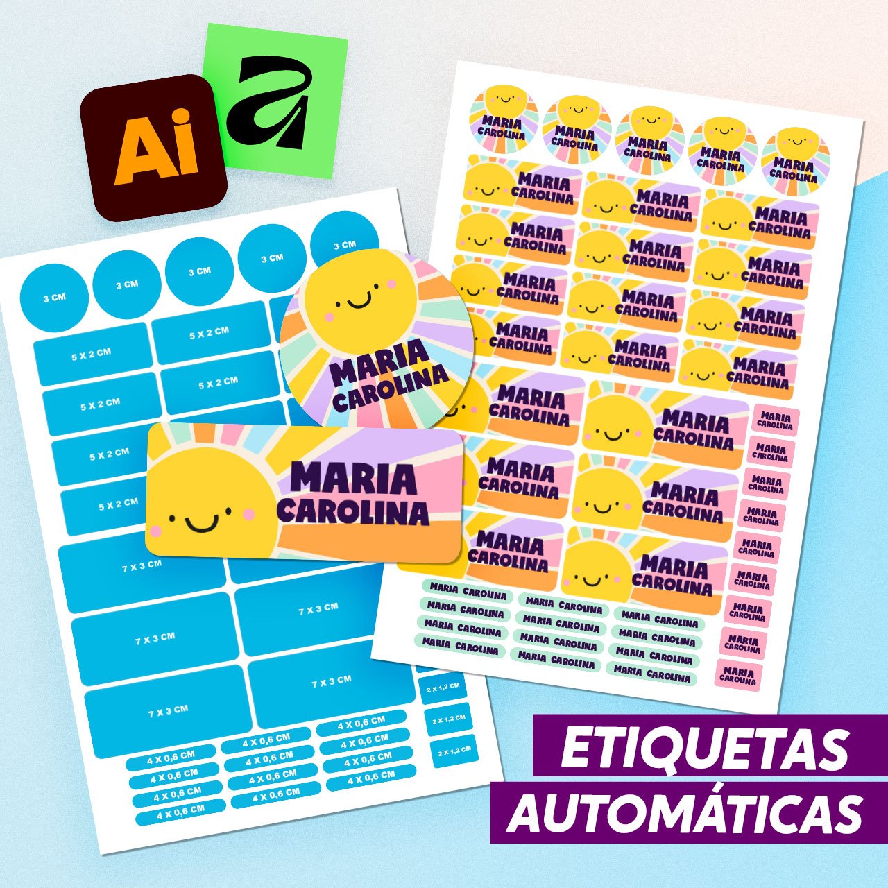 Arquivo Etiquetas Automáticas Illustrator - Imagem 1