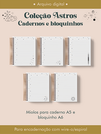 20-Caderno e bloquinho coleção astros wireo Arquivo Caderno e bloquinho coleção astros wireo - Imagem 1