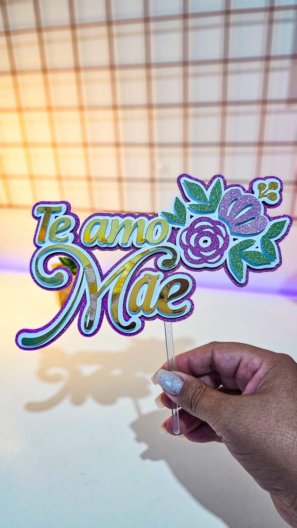 2026 - DESCOMPLICA - Te amo Mãe Arquivo Topo de Bolo Dia das Mães - Imagem 1