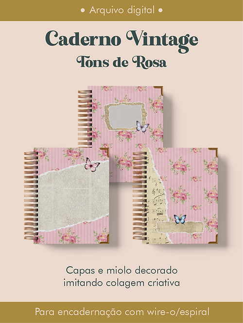 22-caderno vintage tons de rosa wireo Arquivo caderno vintage tons de rosa wireo 2026 - Imagem 1