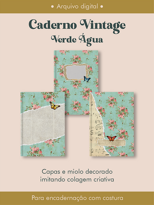 23-aderno vintage verde agua costura Arquivo Caderno vintage verde agua costura 2026 - Imagem 1