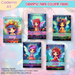 Arquivo Caderno A5 Para Colorir Fadas