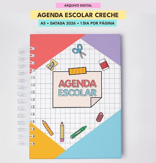 3-AGENDA ESCOLAR CRECHE DATADA 2026 A5 1 DIA POR PÁGINA Arquivo Agenda Escolar Creche Datada 2026 A5 1 Dia por Página - Imagem 1