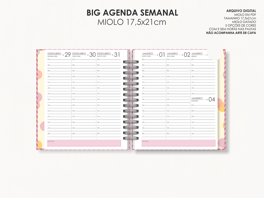 3-BIG AGENDA VISÃO SEMANAL 2026 Arquivo Big Agenda Visão Semanal 2026 - Imagem 1