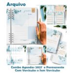 Arquivo Combo Agenda 2027 Floral Azul