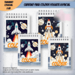 Arquivo Caderno Para Colorir Foguete Espacial – COLEGIAL e A5 - Imagem 3