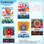 Arquivo Caderno A5 Para Colorir Floral