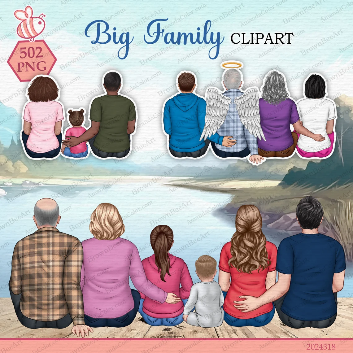 318 Big Family Clipart Collection Kit Digital Familia Clipart - Imagem 1