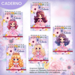 Arquivo Caderno A5 Para Colorir Princesa Cute