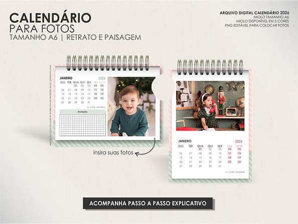 4-CALENDÁRIO 2026 A6 COM FOTOS Arquivo Calendários 2026 A6 com fotos - Imagem 1