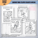 Arquivo Caderno Para Colorir Foguete Espacial – COLEGIAL e A5 - Imagem 4