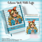 Arquivo Caderno Pautado A5+Bloquinho A6 - Coleção Girls With Coffe N1