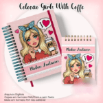 Arquivo Caderno Pautado A5+Bloquinho A6 - Coleção Girls With Coffe N2