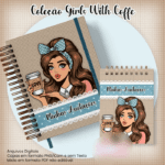 Arquivo Caderno Pautado A5+Bloquinho A6 - Coleção Girls With Coffe N9