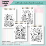 Arquivo Caderno Para Colorir Sereia Cute – COLEGIAL e A5 - Imagem 4