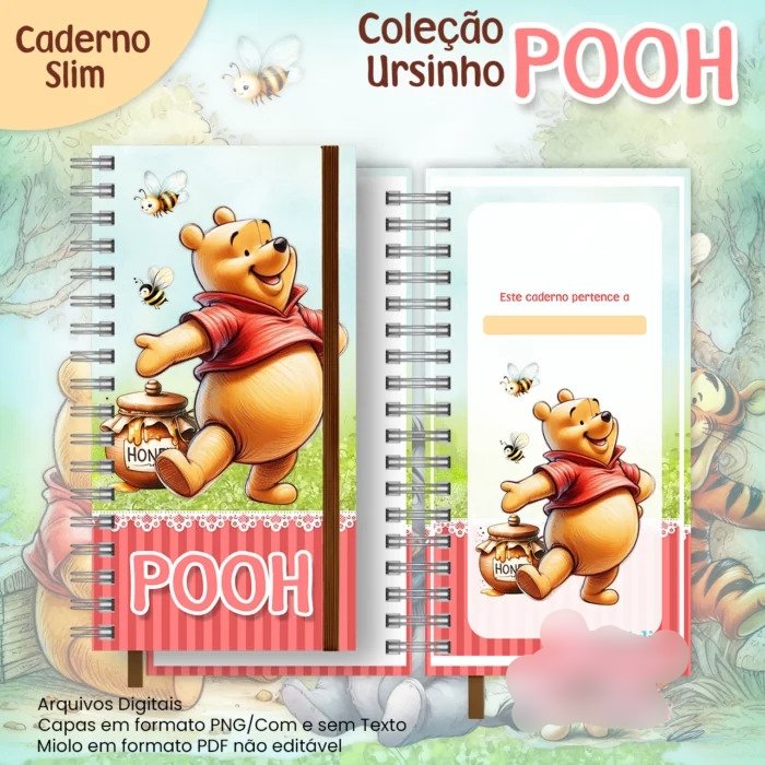 53-CADERNO SLIM - COLEÇÃO URSINHO POOH Arquivo Caderno Slim Coleção Ursinho Pooh - Imagem 1
