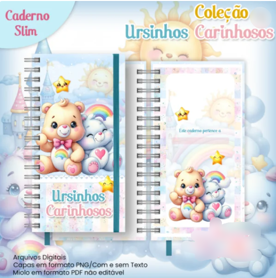 55-CADERNO SLIM COLEÇÃO URSINHOS CARINHOSOS Arquivo Caderno Slim Coleção Ursinhos Carinhosos - Imagem 1