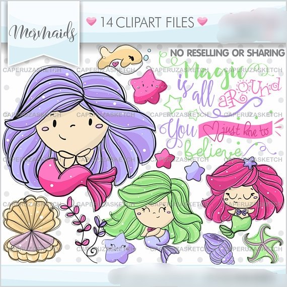 57_Mermaids1 Kit Digital Sereias - Imagem 1