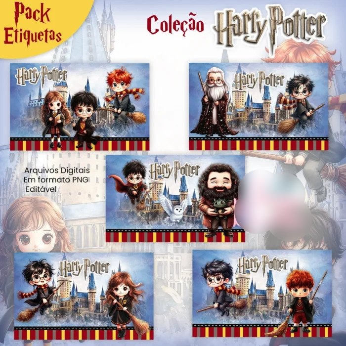 64-PACK ETIQUETAS ESCOLARES 8X5cm COLEÇÃO HARRY POTTER Arquivo Pack Etiquetas Escolares 8x5 Coleção Harry Potter - Imagem 1
