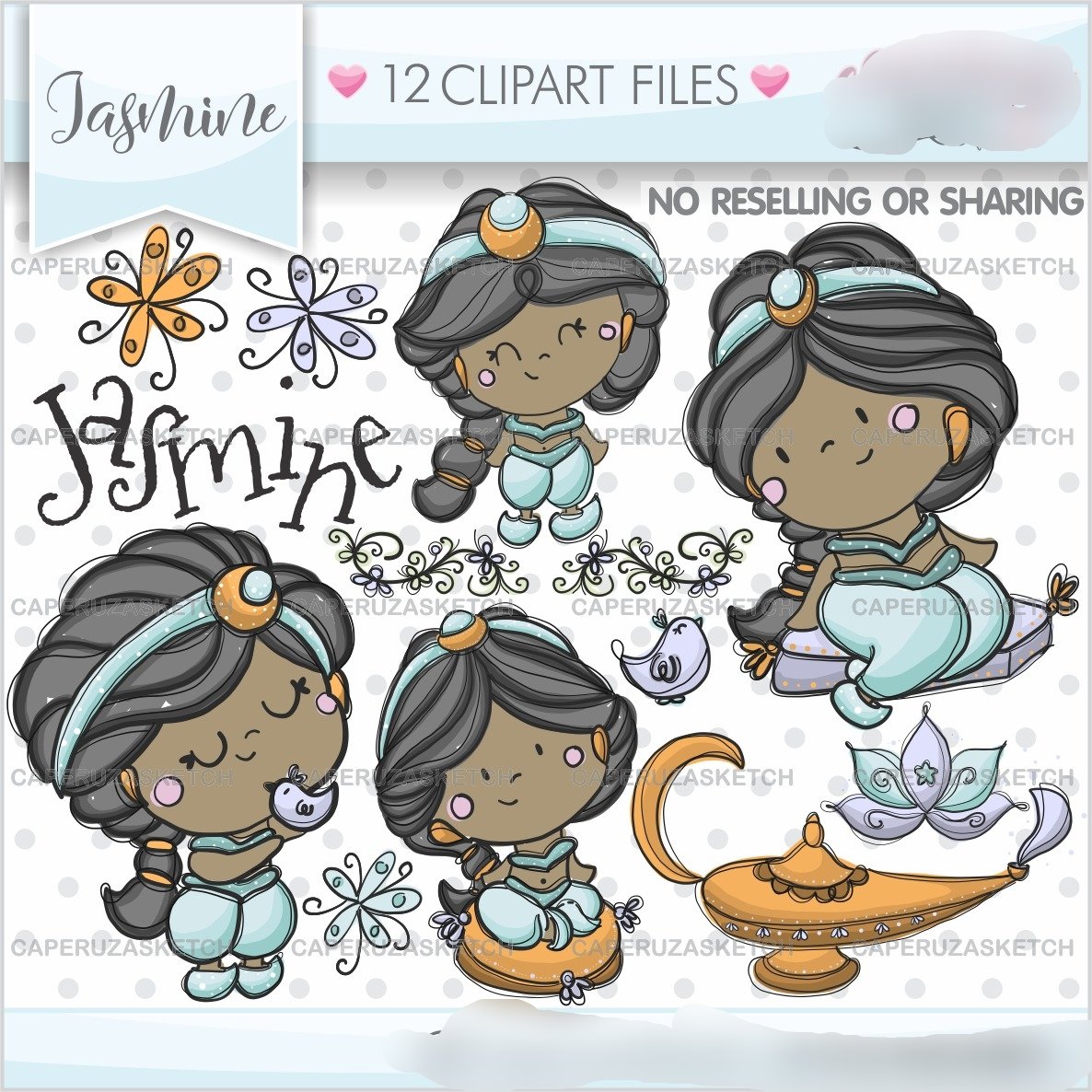 66_Princess-Jasmine1-DarkerSkin Kit Digital Princesa Jasmine Morena - Imagem 1