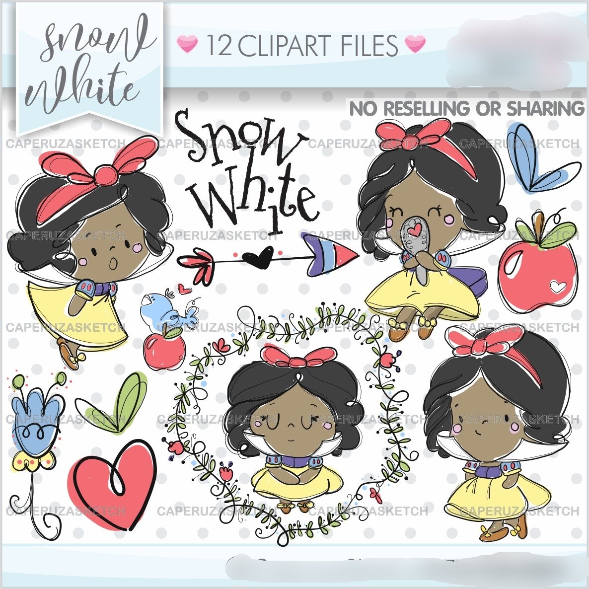 69_Princess_-_Snow_White_1-_Darker_Skin Kit Digital Princesinha Branca de Neve Morena - Imagem 1