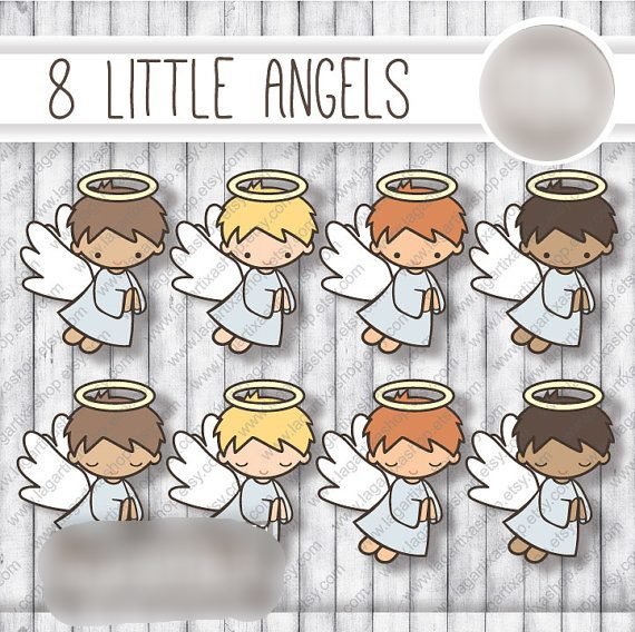 8 LITTLE ANGELS LAGARTIXA Kit Digital Papeis Pequenos Anjinhos - Imagem 1